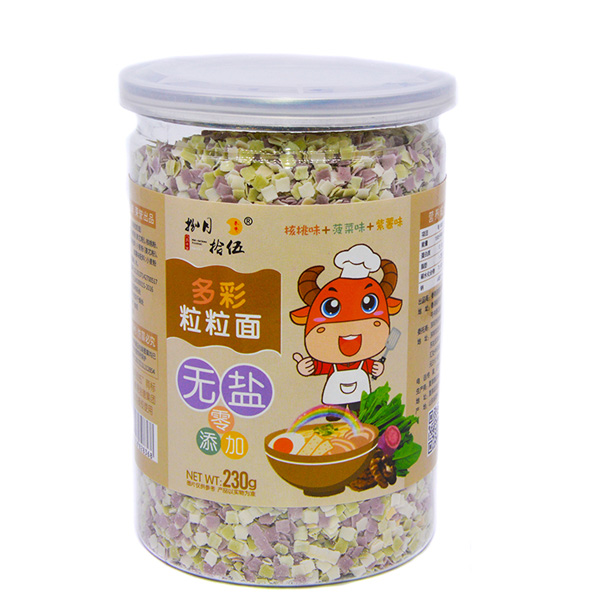  捌月拾伍無鹽多彩粒粒面核桃味+菠菜味+紫薯味