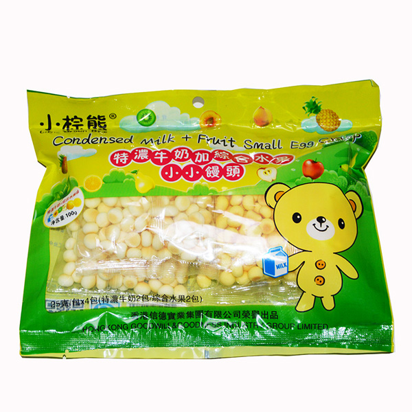  小棕熊特濃牛奶+水果小小饅頭袋裝