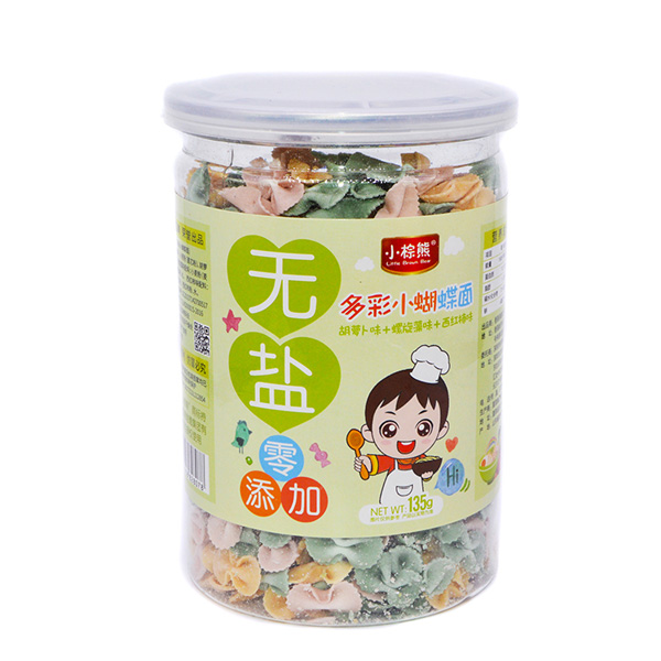   小棕熊無(wú)鹽多彩小蝴蝶面（胡蘿卜+螺旋藻+西紅柿）