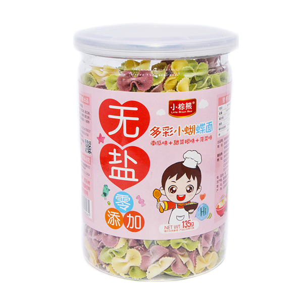   小棕熊無(wú)鹽多彩小蝴蝶面（南瓜+甜菜根+菠菜）
