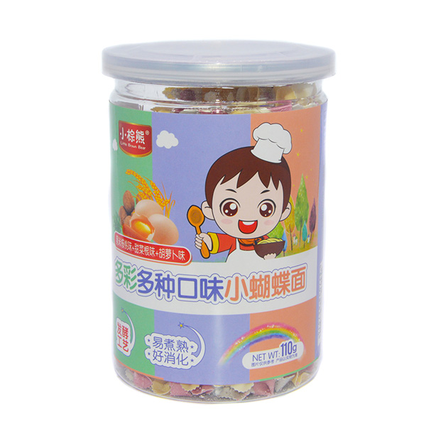  小棕熊多彩多種口味蝴蝶面黑米核桃味+甜菜根味+胡蘿卜味罐裝