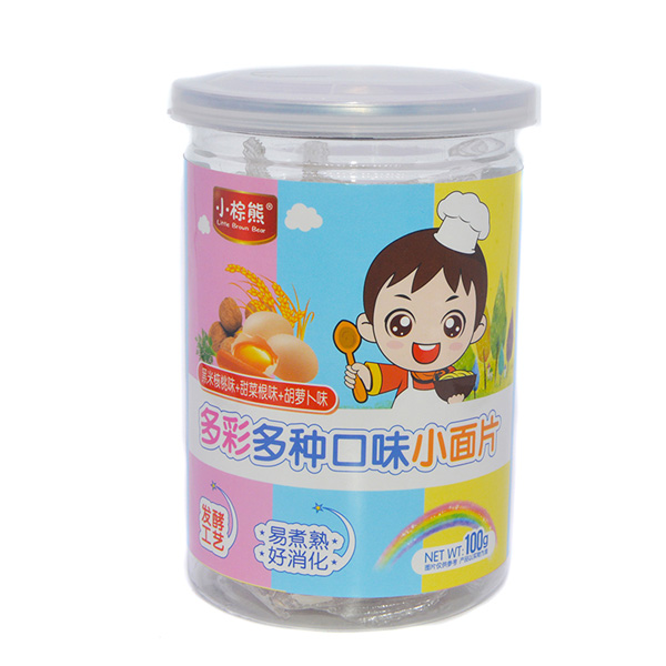  小棕熊多彩多種口味小面片罐裝黑米核桃+甜菜根味+胡蘿卜味