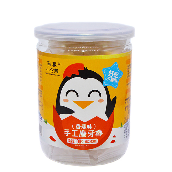  南極小企鵝手工磨牙棒新品香蕉味罐裝