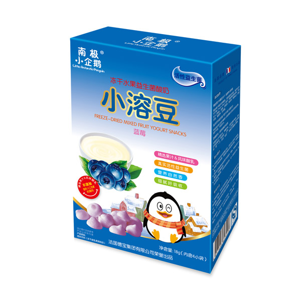   南極小企鵝凍干水果益生菌酸奶小溶豆藍(lán)莓味
