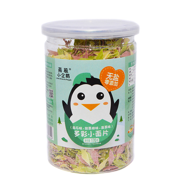  南極小企鵝無(wú)鹽多彩小面片南瓜味+甜菜根味+菠菜味