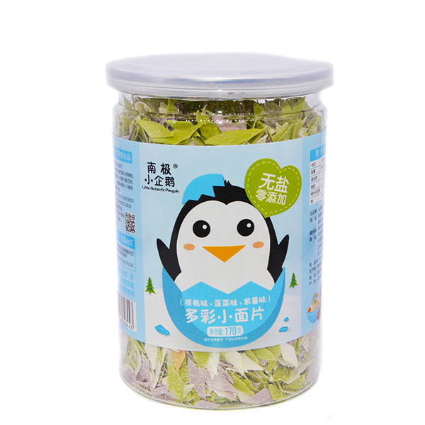  南極小企鵝無(wú)鹽多彩小面片核桃味菠菜味+紫薯味