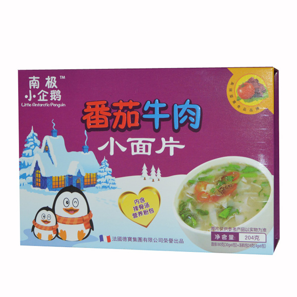  南極小企鵝番茄牛肉小面片橫盒204g