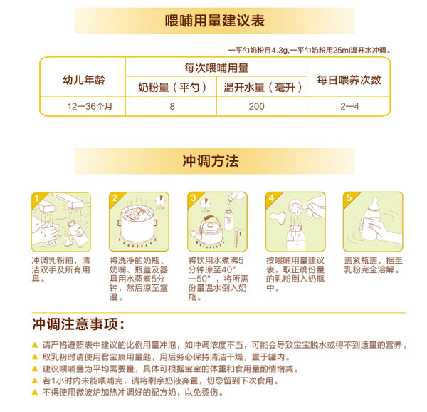 君宝康幼儿配方乳粉3段(12-36个月)冲调方法.jpg