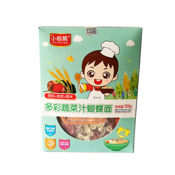  小棕熊多彩果蔬汁蝴蝶面（原味+甜菜+黑米）