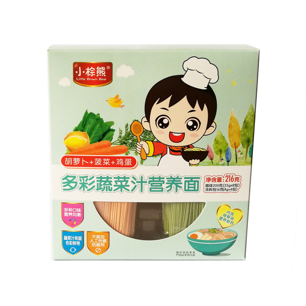  小棕熊多彩果蔬汁營養(yǎng)面（胡蘿卜+菠菜+紫薯+雞蛋）