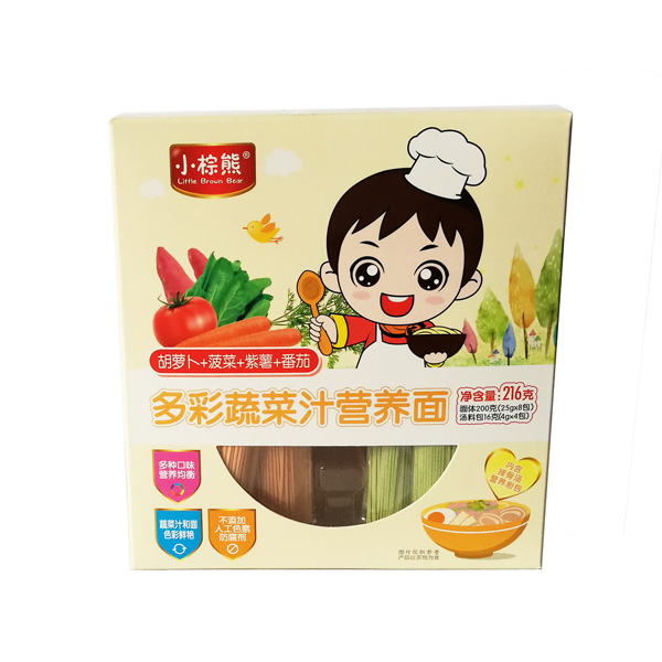  小棕熊多彩果蔬汁營養(yǎng)面（胡蘿卜+菠菜+紫薯+番茄）