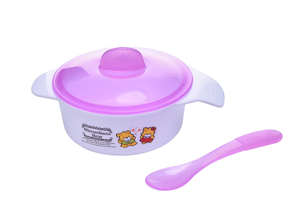  邦贝小象带勺餐碗紫色