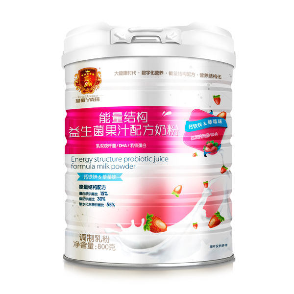  皇家丫克瑪能量結構益生菌果汁配方奶粉鐵聽800克（草莓味）