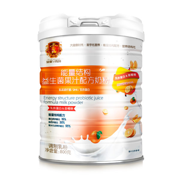  皇家丫克瑪能量結構益生菌果汁配方奶粉鐵聽800克（甜橙味）