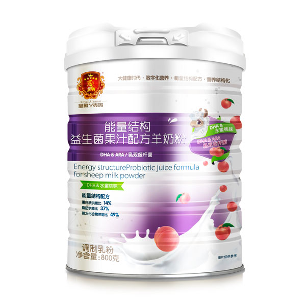  皇家丫克瑪能量結構益生菌果汁配方羊奶粉鐵聽800克（水蜜桃味）