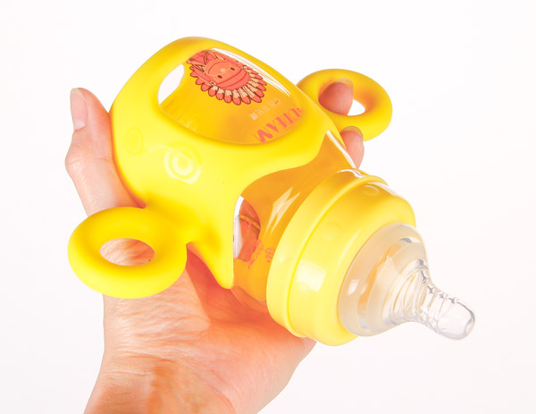 紐西貝兒健安士新生兒寬口徑雙耳卡通玻璃奶瓶黃色160ML.jpg