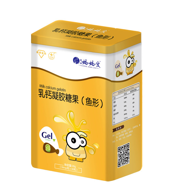   媽媽愛(ài)乳鈣凝膠糖果（魚(yú)形）鐵盒裝