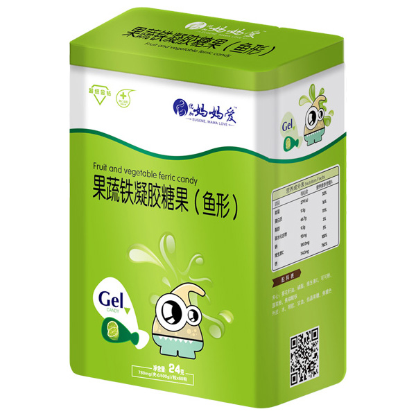   媽媽愛(ài)果蔬鐵凝膠糖果（魚(yú)形） 鐵盒裝