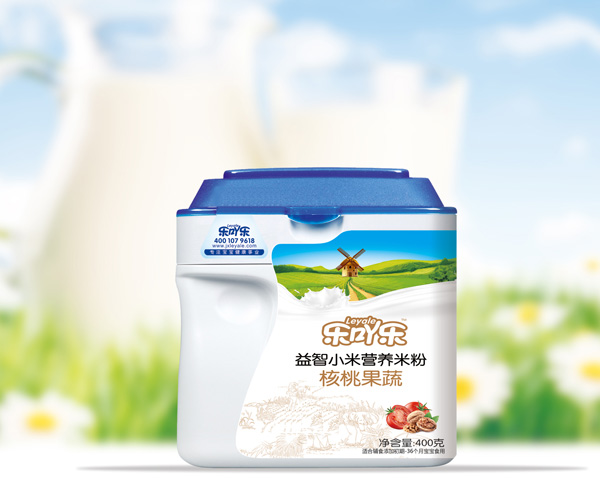  樂吖樂益智小米營養(yǎng)米粉核桃果蔬桶裝