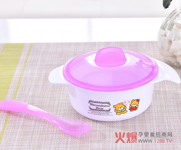 邦贝小象儿童带勺餐碗紫色.jpg