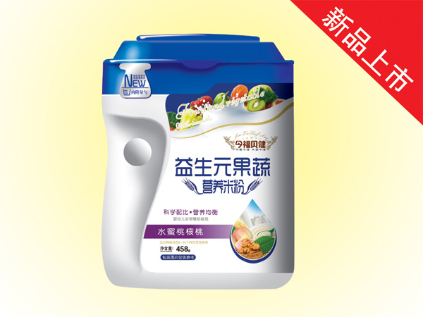  今福貝健益生元果蔬營養(yǎng)米粉(水蜜桃核桃桶裝）
