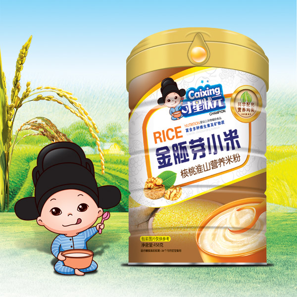  才星狀元金胚芽小米米粉（核桃淮山）鐵桶裝