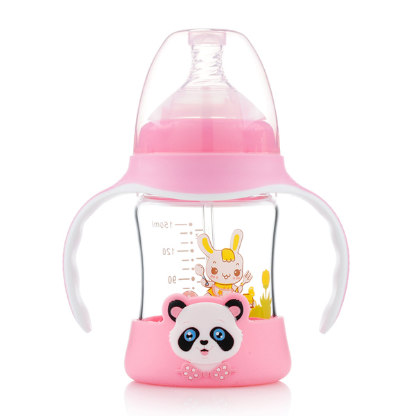 媽咪王子防摔晶鉆玻璃雙色寬口奶瓶150ml 粉色.jpg