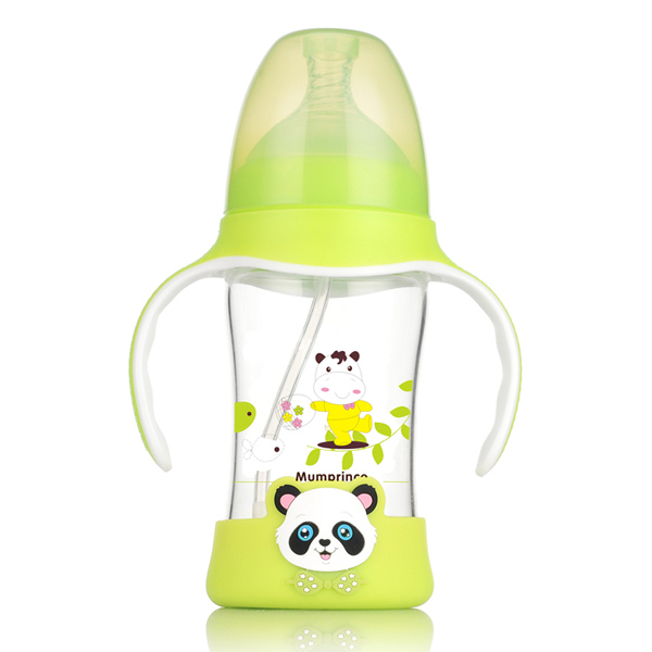 媽咪王子防摔晶鉆玻璃雙色寬口奶瓶200ml 綠色.jpg