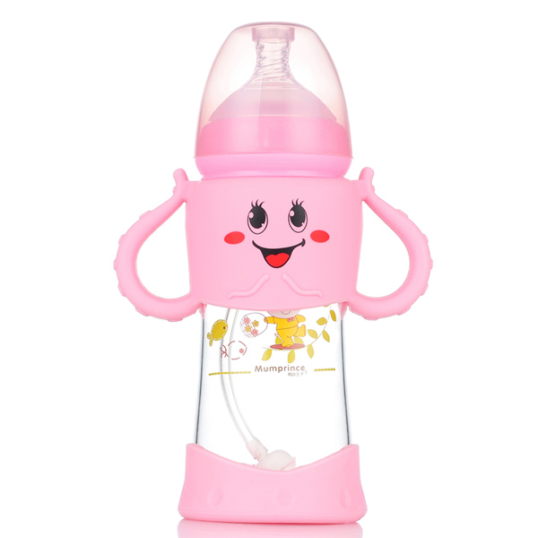 媽咪王子寬口晶鉆玻璃自動(dòng)吸卡通奶瓶260ml 粉色.jpg