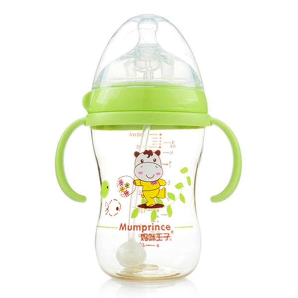  媽咪王子PPSU超寬口奶瓶280ml 綠色