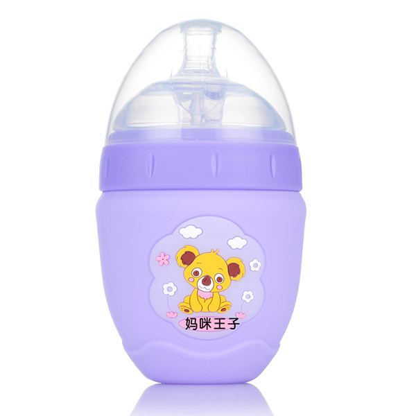  媽咪王子防摔超寬口玻璃奶瓶150ml 紫色