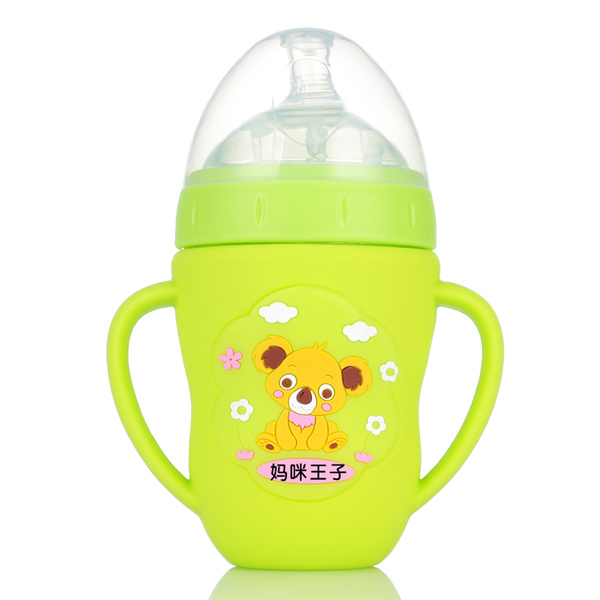  媽咪王子防摔超寬口玻璃奶瓶240ml 綠色
