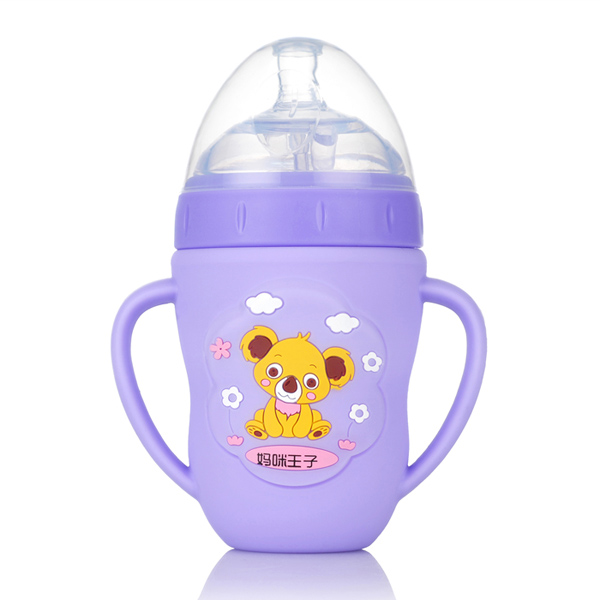  媽咪王子防摔超寬口玻璃奶瓶240ml 紫色