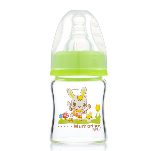  媽咪王子晶鉆玻璃寬口奶瓶150ML 綠色