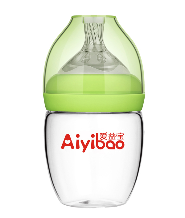  愛益寶寬口新款蛋形玻璃奶瓶180ml 綠色