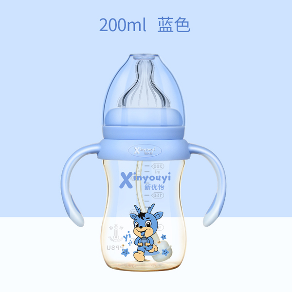    新优怡双色PPSU奶瓶200ml 蓝色