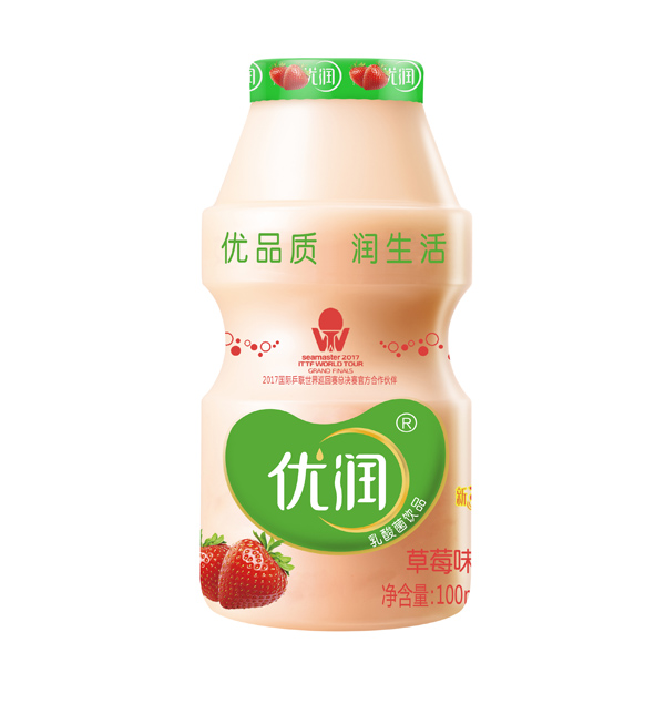 优润乳酸菌饮品 100ml 草莓味 瓶标+R.jpg