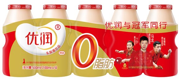  优润乳酸菌饮品 100ml 优润0脂肪 瓶标