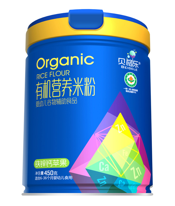  貝格樂有機(jī)營養(yǎng)米粉-鈣鐵鋅蘋果 聽裝