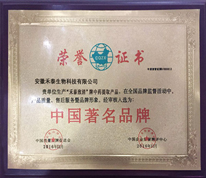  《中國著名品牌》證書