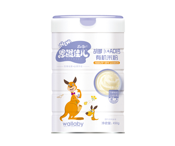   恩溢佳兒胡蘿卜+AD鈣有機(jī)米粉 聽裝