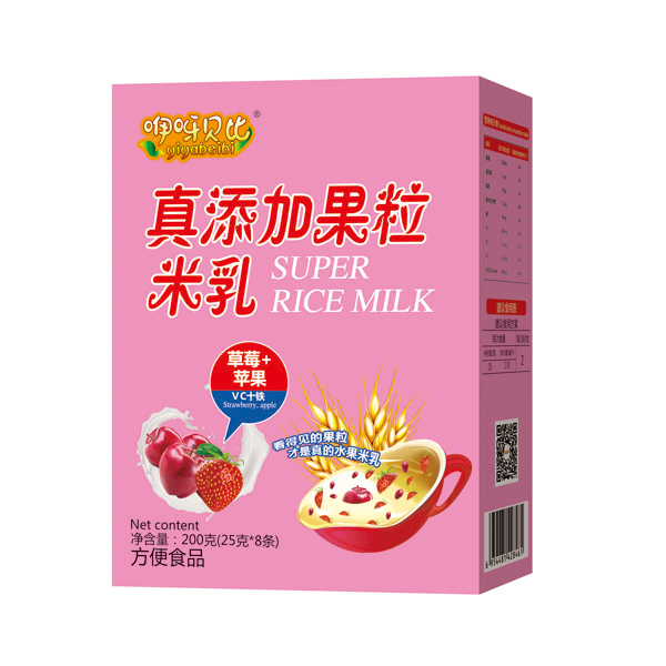  咿呀貝比真添加果粒米乳 草莓+蘋果 盒裝