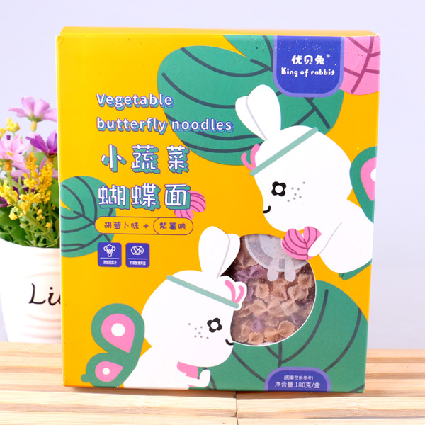  优贝兔小蔬菜蝴蝶面-胡萝卜味+紫薯味