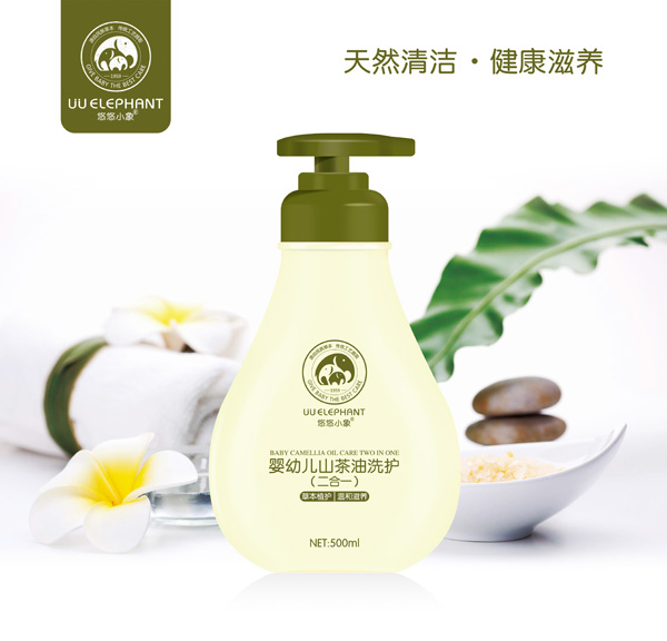  悠悠小象婴幼儿山茶油洗护（二合一）500ML