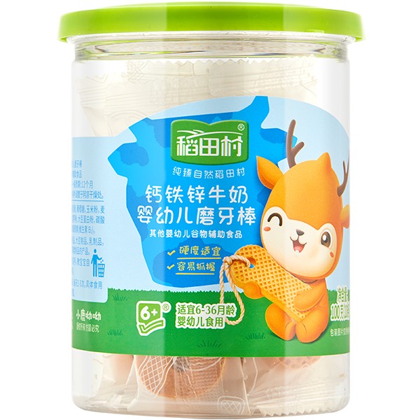   稻田村鈣鐵鋅磨牙棒-牛奶