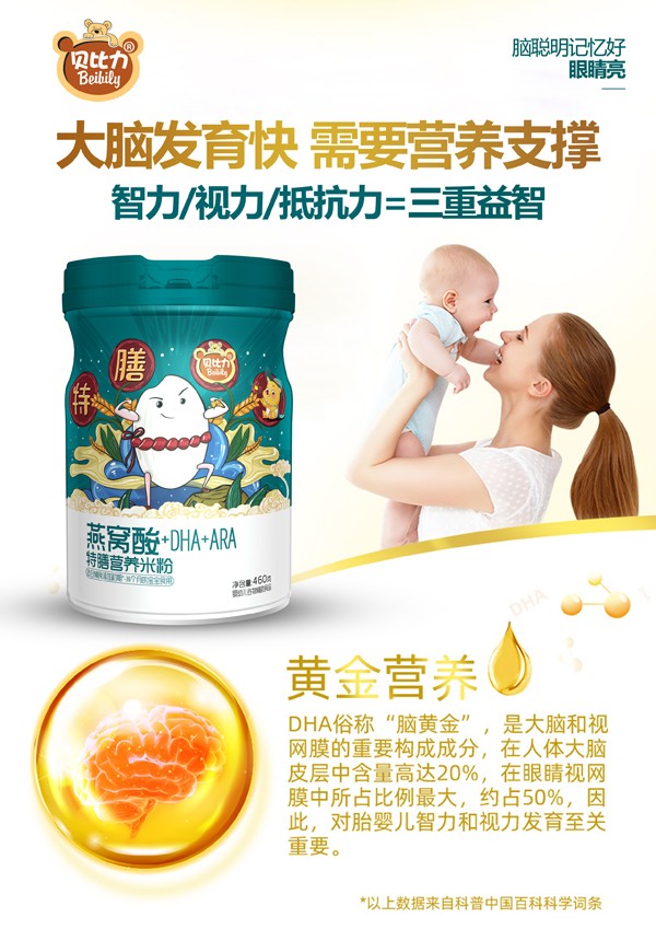  贝比力燕窝酸+DHA+ARA特膳营养米粉效果图