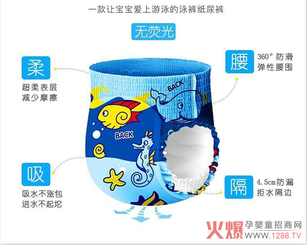 哈尼小象婴儿游泳裤――宝宝游泳专用纸尿裤，舒适好穿！
