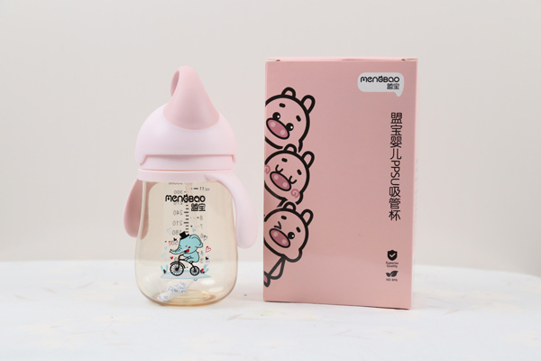  盟寶嬰兒PPSU吸管杯 粉色2