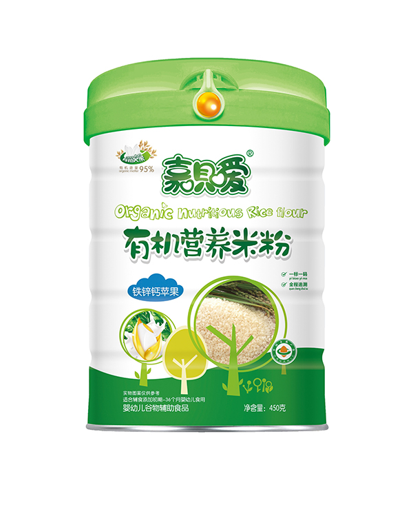  嘉唄噯有機(jī)營養(yǎng)米粉聽裝 鐵鋅鈣蘋果