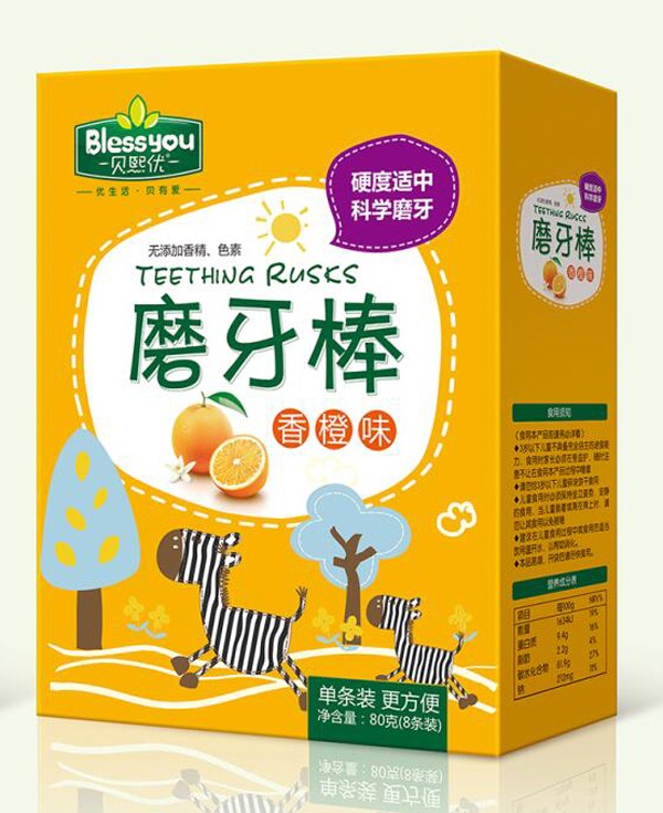  貝熙優(yōu)香橙味磨牙棒 盒裝